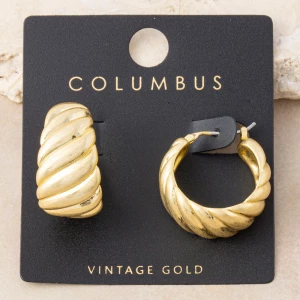 Gold Dipped Chunky Croissant Twist Hoop Earrings