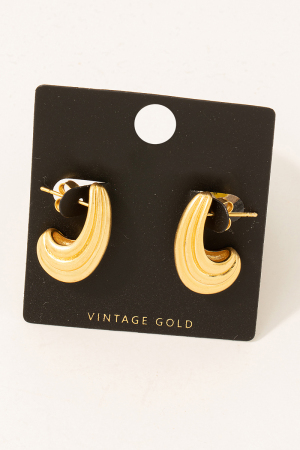Layered Vintage Gold Metallic Huggie Earrings