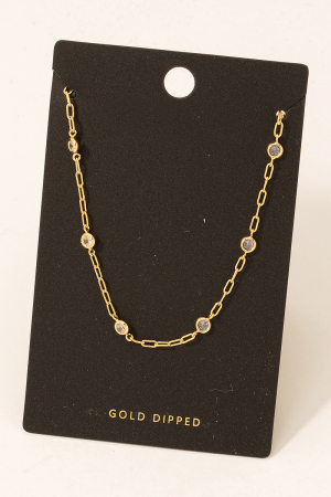 Gold Dipped Rhinestone Necklace