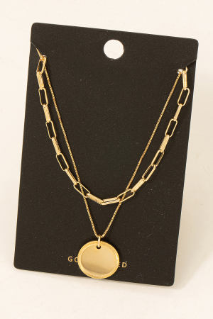 Gold Dipped Coin Pendant Necklace