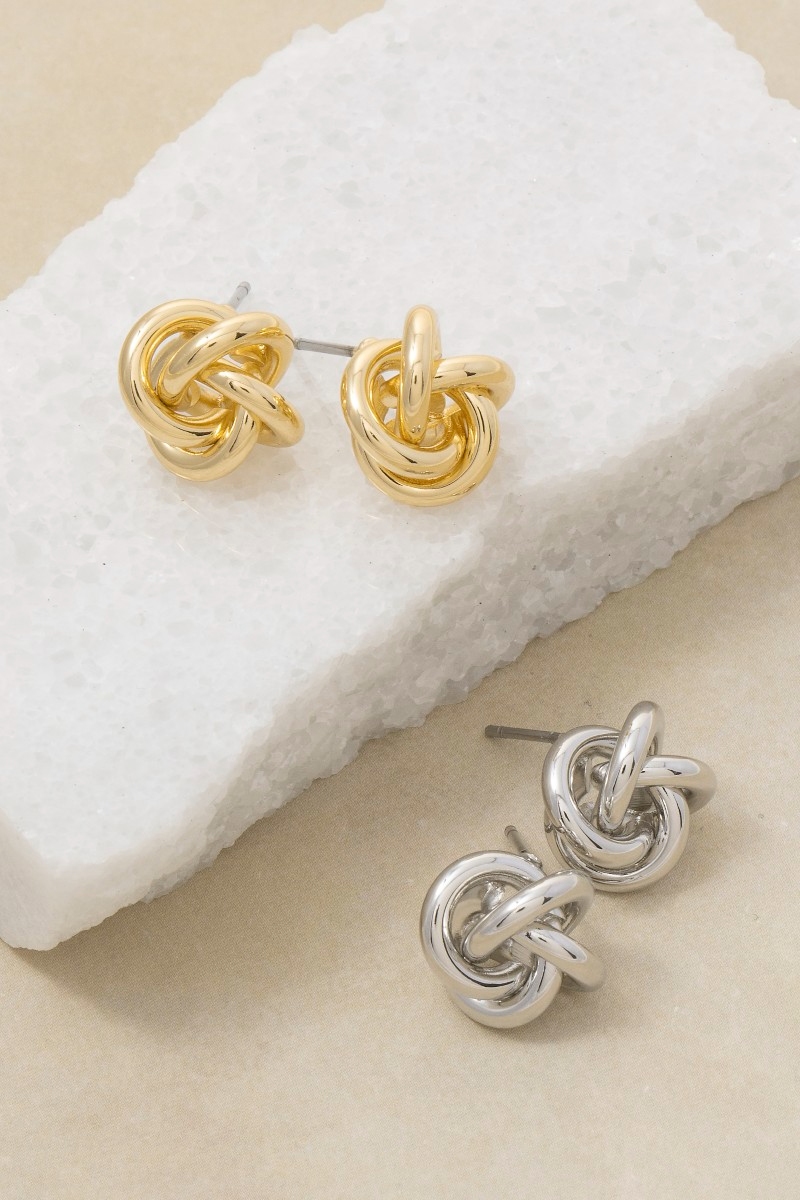 Gold Dipped Knotted Stud Earrings