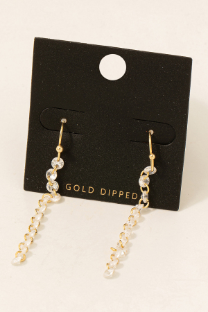Gold Dipped Rhinestone Chain Dangle Earrings
