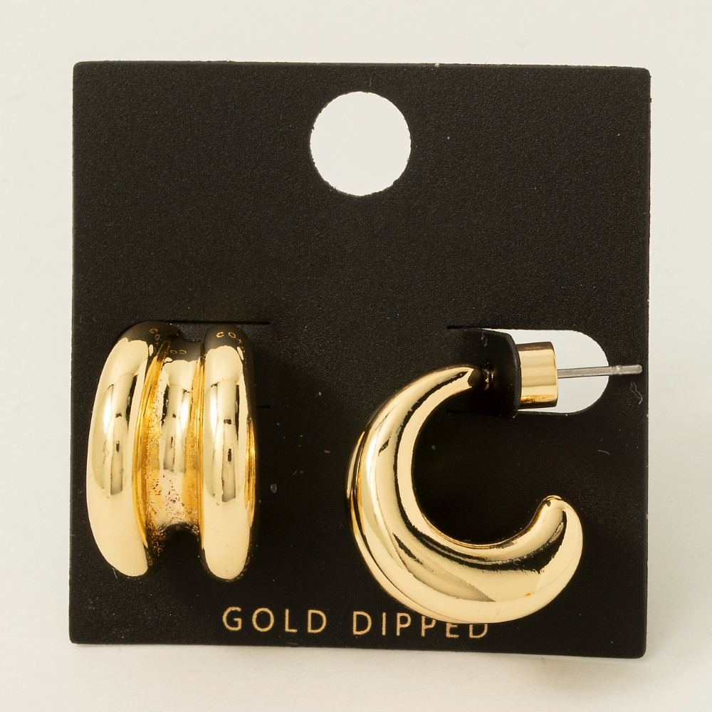 Gold Dipped Wide Layered Hoop Earrings