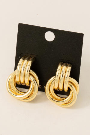 Gold Dipped Interlinked Hoop Drop Earrings