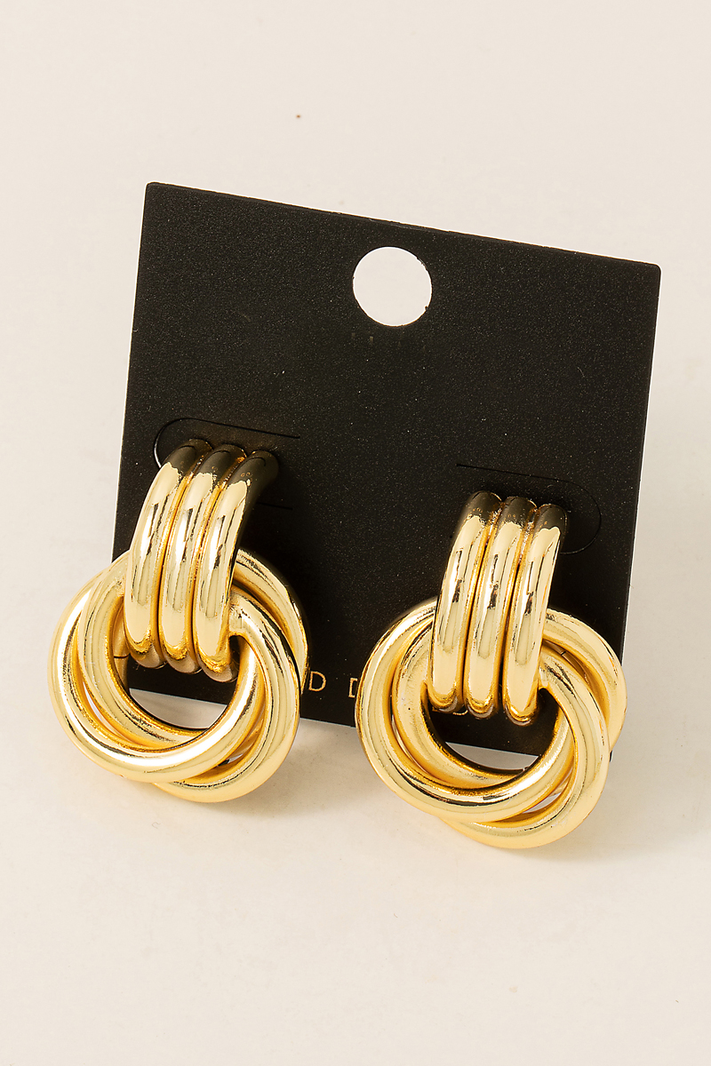 Gold Dipped Interlinked Hoop Drop Earrings