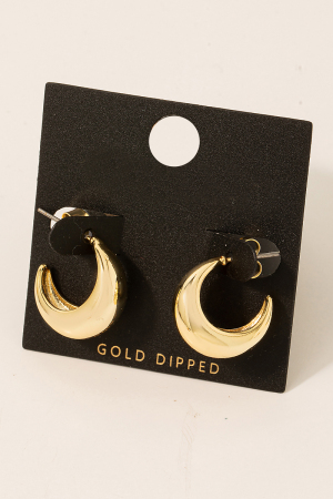 Gold Dipped Curved Hoop Earrings