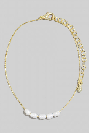 Dainty Chain Pearl Bead Charm Bracelet