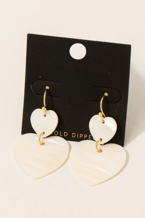 Gold Dipped Sea Shell Hearts Dangle Earrings