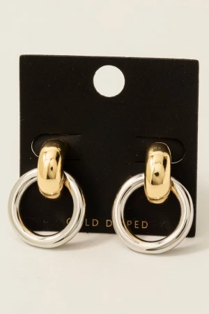 Gold Dipped Two Tone Door Knocker Earrings
