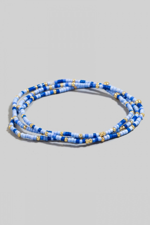 Blue Seed Beaded Layered Bracelet