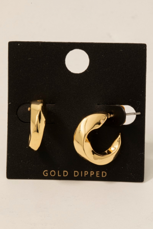 Gold Dipped Small Twisted Square Tube Hoop Earrings