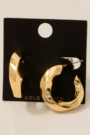 Gold Dipped Twisted Square Tube Hoop Earrings
