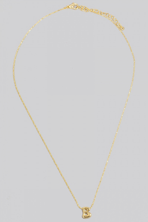 Gold Dipped Bubble Initial Letter Pendant Necklace