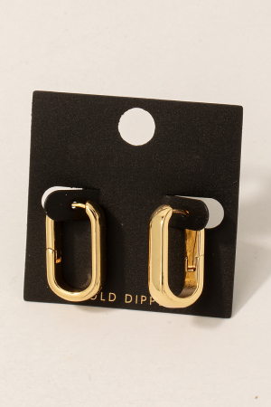 Gold Dipped Wide Oval Hinge Hoop Earrings