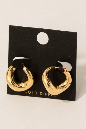 Gold Dipped Warped Hinge Hoop Earrings