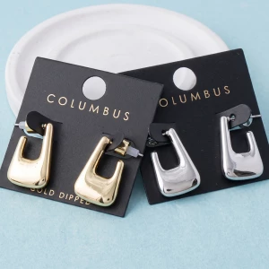 Gold Dipped Chunky Squared U Hoop Earrings