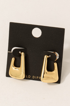 Gold Dipped Flat Rectangle Latch Hoop Earrings