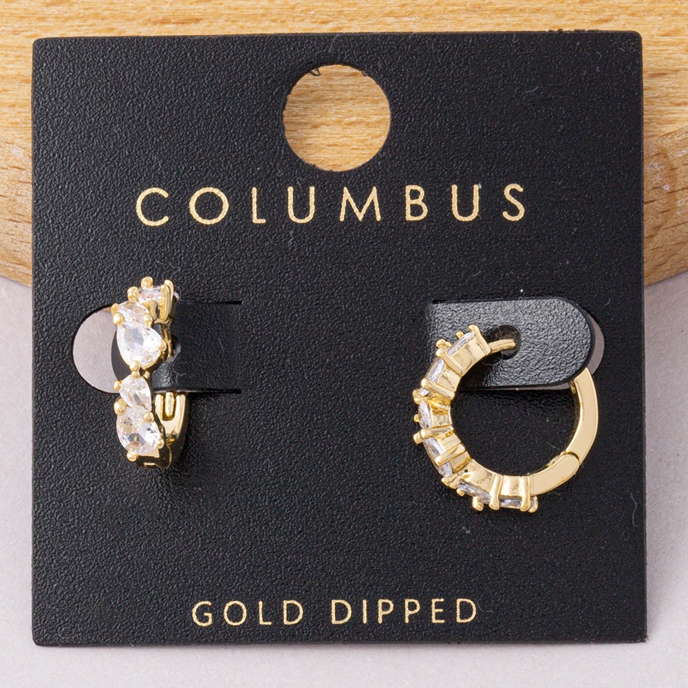 Gold Dipped Pear Cut Cz Huggie Hoop Earrings