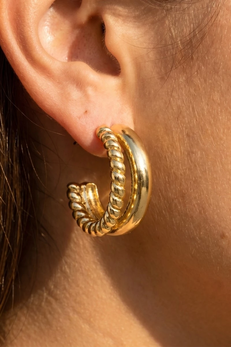 Gold Dipped Layered Hoop Earrings