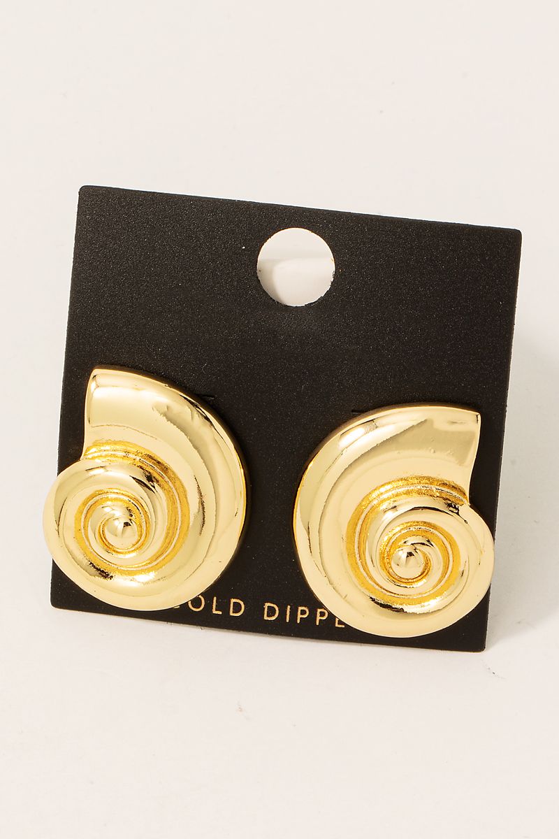Gold Dipped Snail Shell Stud Earrings