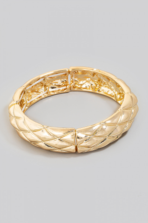 Quilted Pattern Metallic Elastic Bangle Bracelet