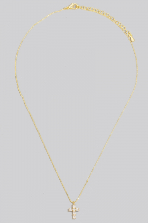 Gold Dipped Cz Cross Pendant Necklace