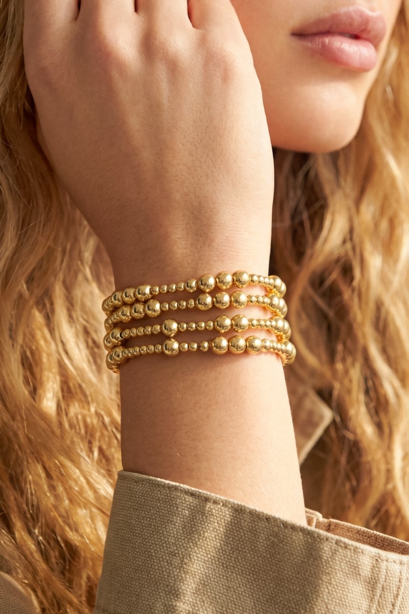 Gold Dipped Mixed Beaded Bracelet Set