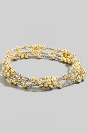 Gold Dipped 2 Tone Mixed Beaded Bracelet Set