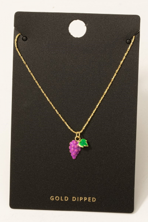 Gold Dipped Epoxy Grapes Pendant Necklace