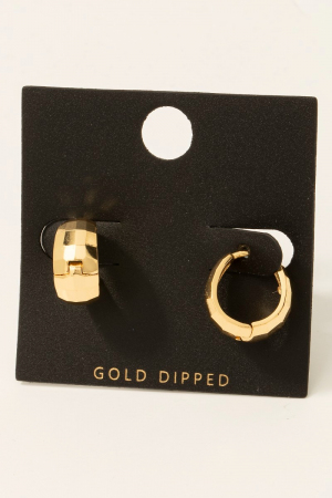 Gold Dipped Geometric Hinge Hoop Earrings