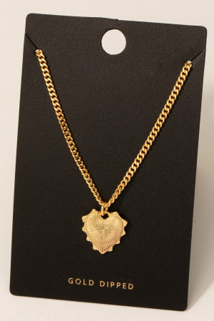 Gold Dipped Shining Heart Pendant Necklace