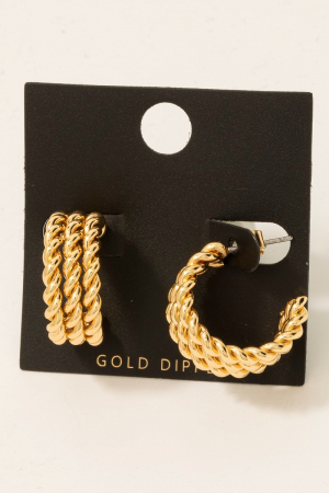 Gold Dipped Layered Twisted Hoop Earrings