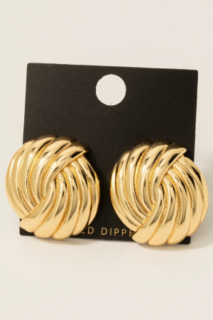 Gold Dipped Knot Disc Stud Earrings