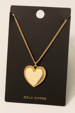 Gold Dipped Intricate Heart Pendant Necklace