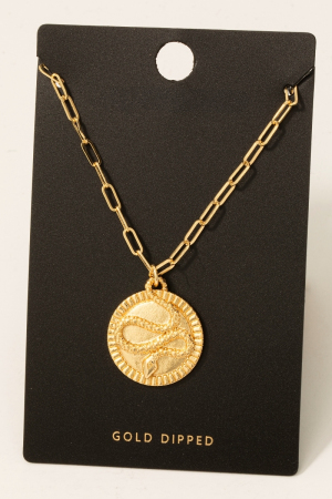 Gold Dipped Snake Coin Pendant Necklace