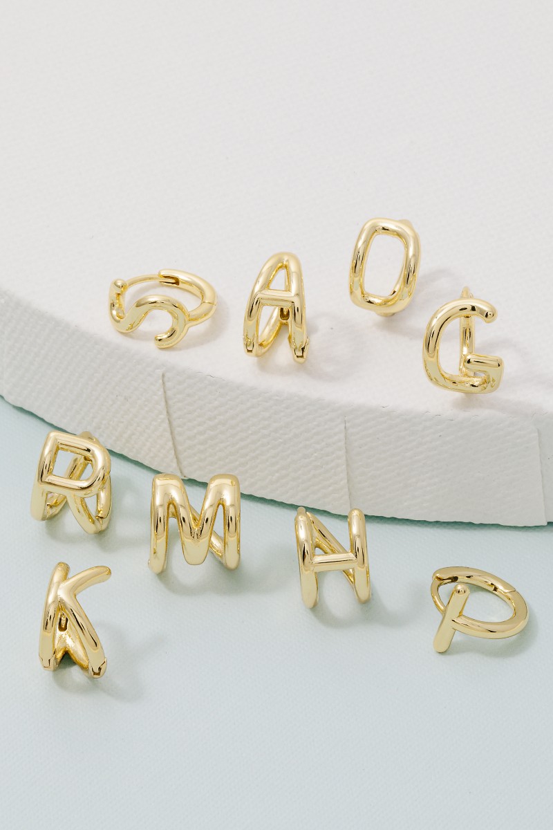 Gold Dipped Mini Initial Letter Hoop Earrings