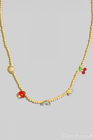 Gold Dipped Mixed Charms Beaded Necklace