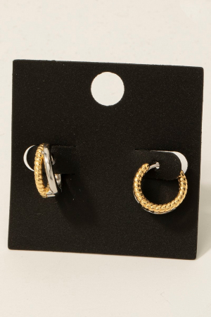 Gold Dipped Layered 2 Tone Hoop Earrings