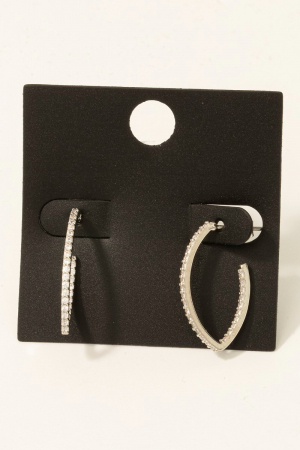 Gold Dipped Cz Pave Edge Oval Hoop Earrings