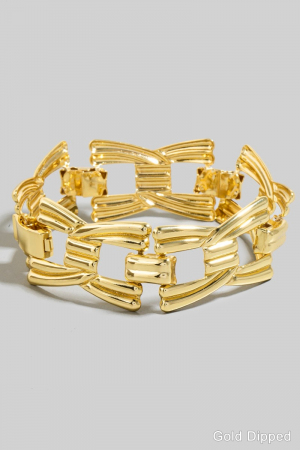 Gold Dipped Wide Intricate Chain Bracelet