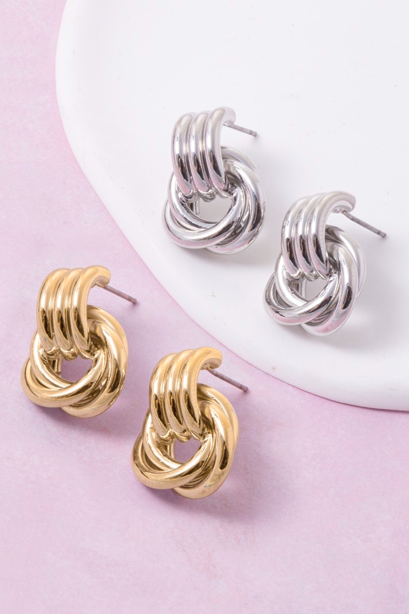 Gold Dipped Layered Door Knocker Earrings