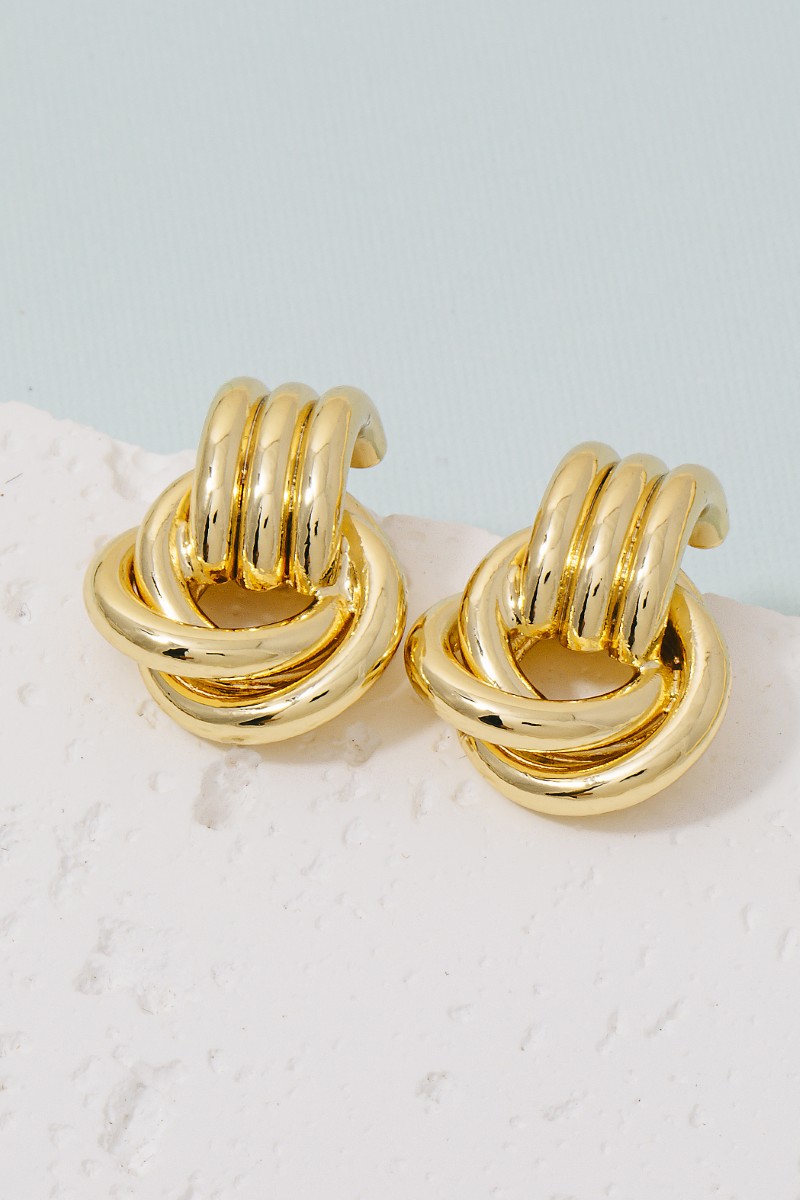 Gold Dipped Layered Door Knocker Earrings