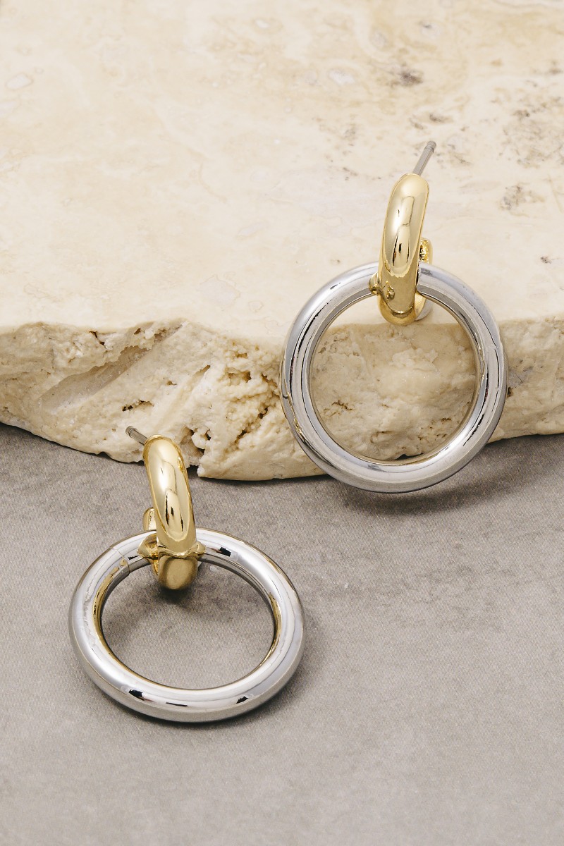 Gold Dipped Two Tone Hoop Earrings