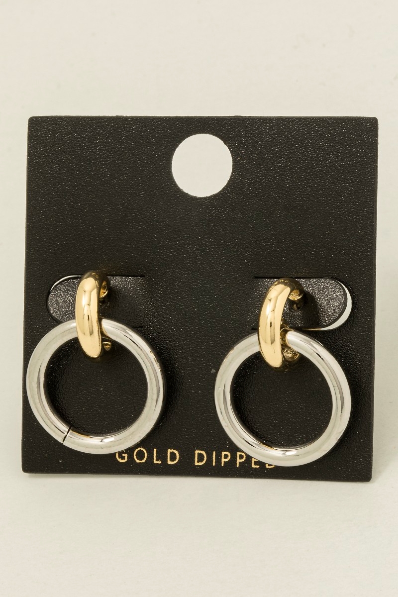 Gold Dipped Two Tone Hoop Earrings
