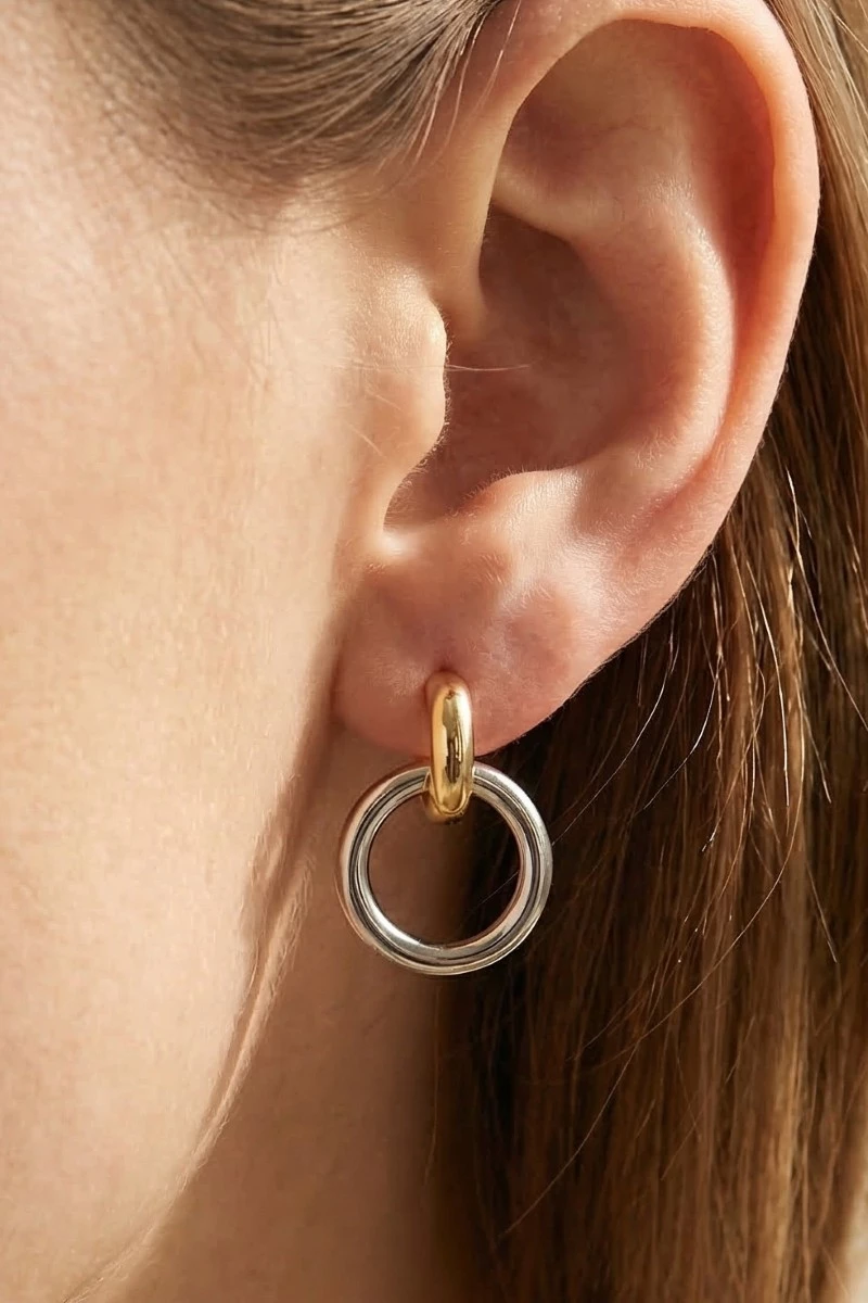 Gold Dipped Two Tone Hoop Earrings