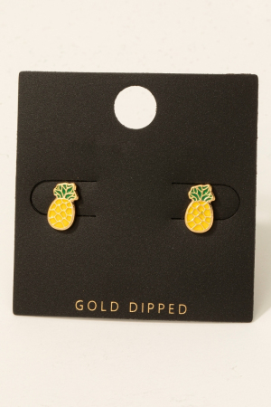 Gold Dipped Pineapple Stud Earrings