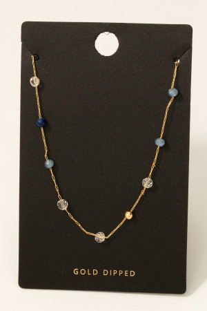Gold Dipped Mini Station Beads Chain Necklace