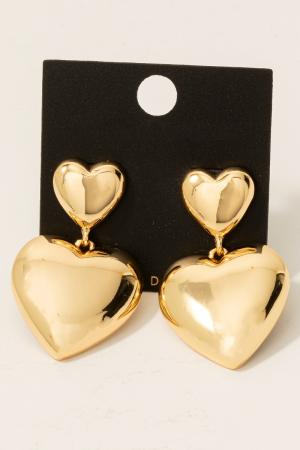 Gold Dipped Double Heart Dangle Earrings