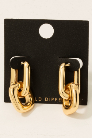 Gold Dipped Square And Rectangle Hoop Earrings