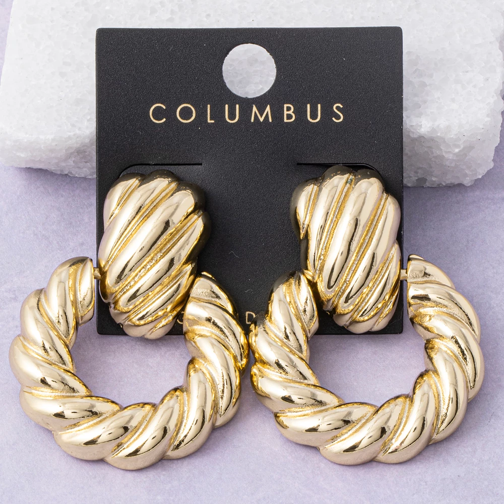 Gold Dipped Twisted Rope Door Knocker Earrings